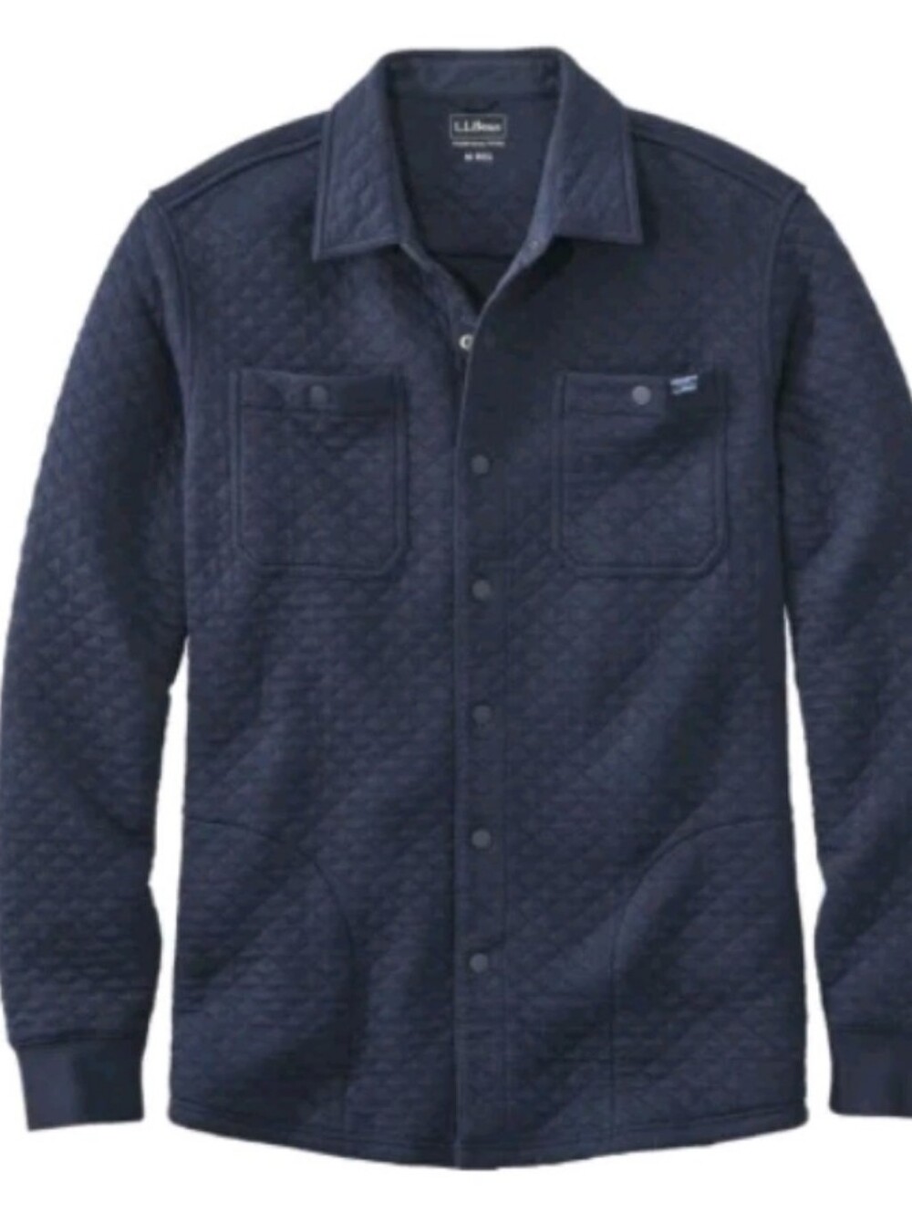 LL Bean Quilted Snap Front Overshirt XL Navy Blue
